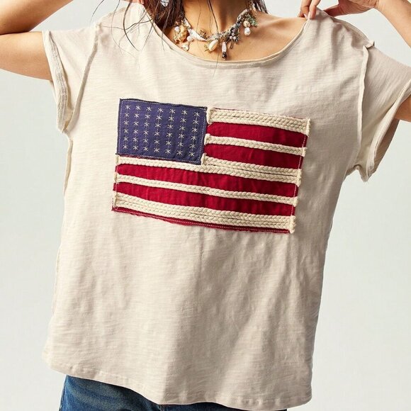 Apricot Casual Women's Boho Loose Knit Short Sleeve Sweater - Picture 2 of 7